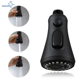 Aquacubic 3 Functions Kitchen Faucet Sprayer Head Pull Out Sink Faucet Spray Head Pull Down Faucet Nozzle Spout replacement (Color: Matt black)